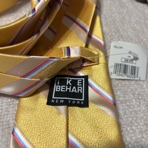 Ike Behar Vibrant Yellow Tie with Red and Blue Accents